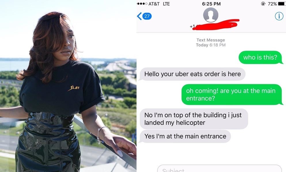 An Uber Eats Delivery Guy Sent This Woman A Smart-Ass Response And ...