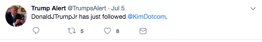 Or, when Don Jr. followed fellow Seth Rich conspiracy tweeter Kim Dotcom (who faces potential extradition to the U.S. for copyright infringement and money laundering charges).