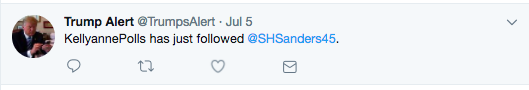 Thanks to @TrumpsAlert, we learned that Kellyanne Conway didn't follow Deputy Press Secretary Sarah Huckabee Sanders until July 5th. 👀