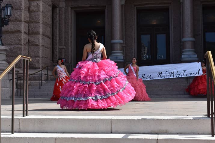 They gave flowers to state senators who voted against the SB-4, to thank them, and passed along a copy of the poem that appears next to the Statue of Liberty – "give me your tired, your poor" — to those legislators that voted in favor of the bill.