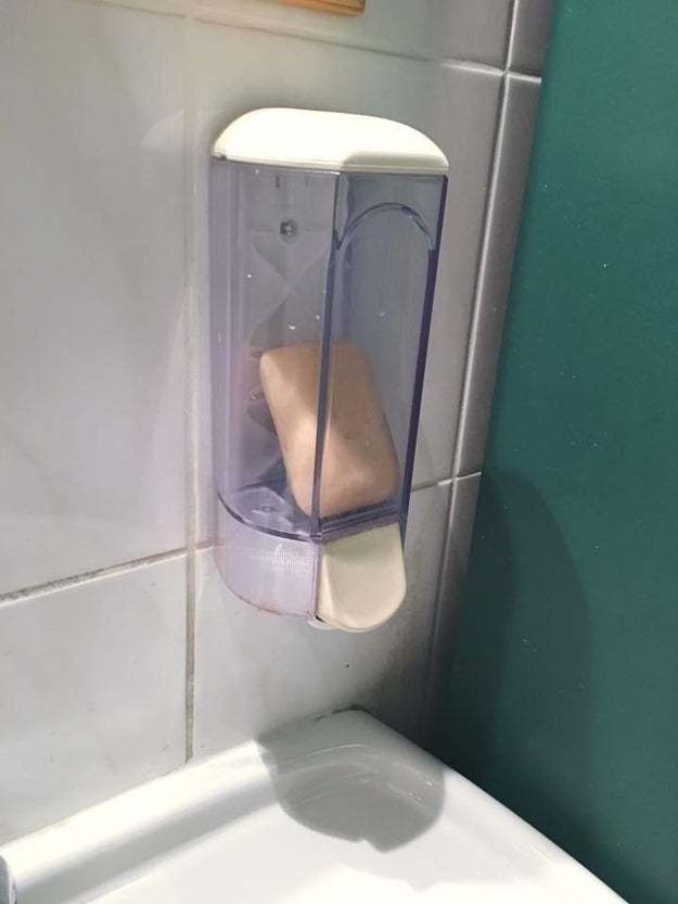 And this soap dispenser, which was probably filled up by the same person.