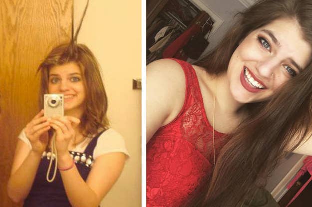 "I was 13 years old in the first pic and 23 in the second. I should probably wear my hair like that again, tbh."—nicholefrancois