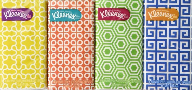 Four to-go packs with different geometric patterns