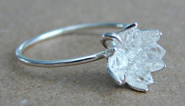 Promising Review: “This ring is so beautiful and extremely well crafted. I'm absolutely in love with it! It doesn’t feature any tacky or unsustainably sourced diamonds, which I love! The crystal stalagmites are beautiful and the perfect size and shape. The flower setting is very clean and unique! I couldn't be happier with my wedding ring.” —Jacline Murillo Get it from Gemologies on Etsy for $265 (available in sizes 4-9)