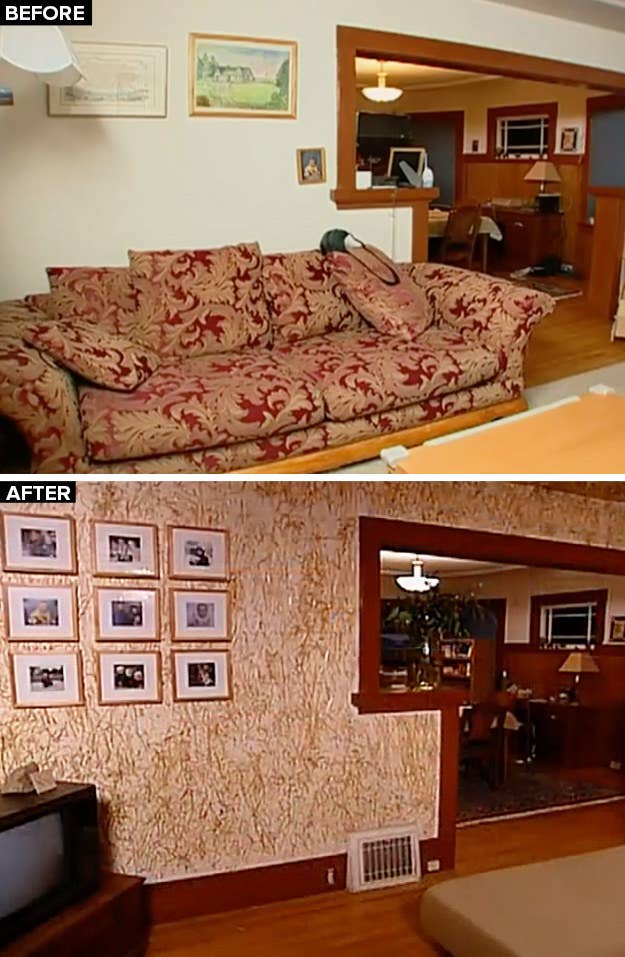 Designer&#x27;s explanation: &quot;I really wanted to bring out the straw colour of the sofa as the whole room has been designed around the sofa.&quot;Owner&#x27;s reaction: &quot;It smells great in here.&quot; [opens their eyes] &quot;Oh god... oh shit.&quot;My review: I would move house after seeing this. I wouldn&#x27;t pack, I&#x27;d just run.