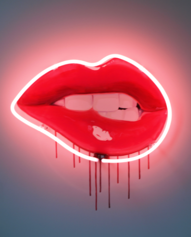 Turns out, the neon lips used for promos is suspiciously similar to a piece created by artist, Sara Pope, in 2015. Here's a picture of Sara Pope's work, which she named Temptation: