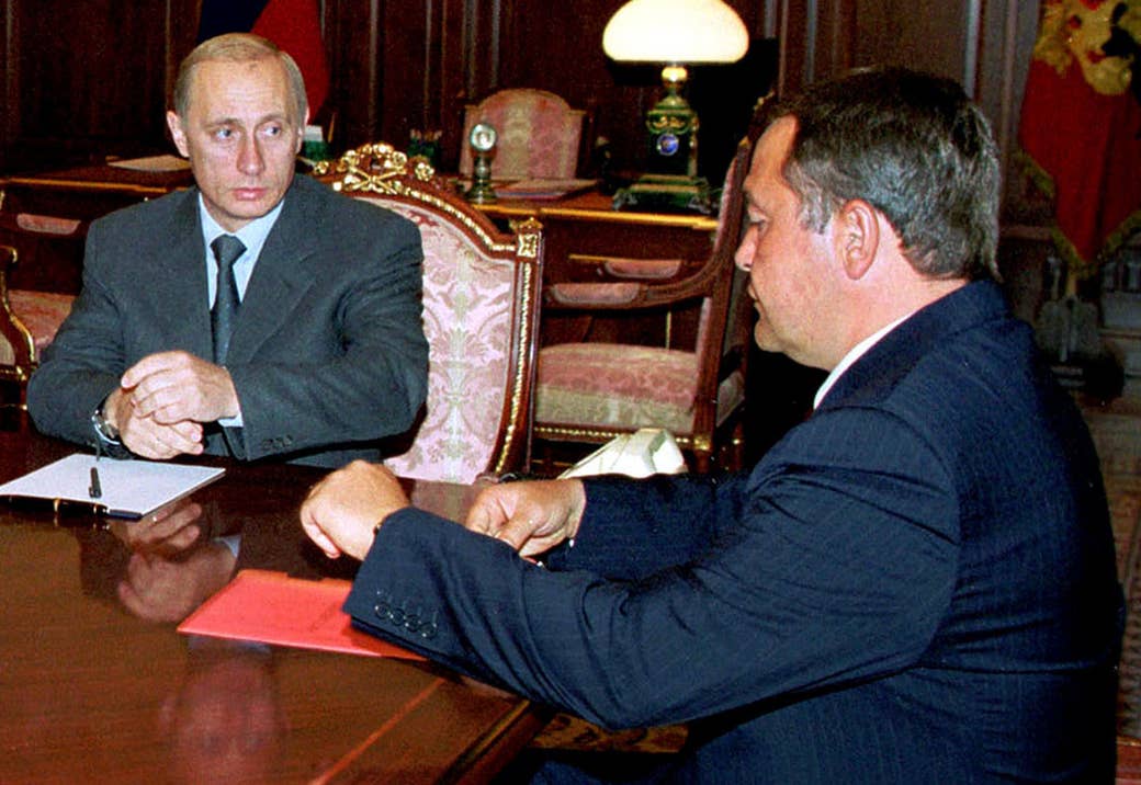 Vladimir Putin and Mikhail Lesin in the Kremlin.