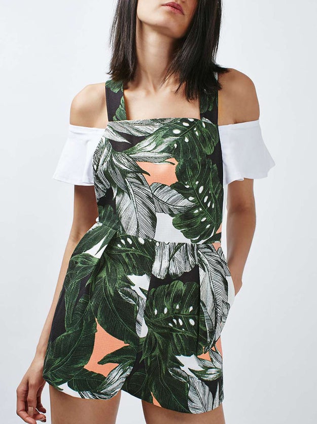 A vibrant leaf-print jumpsuit that will take you to paradise each time you put it on.