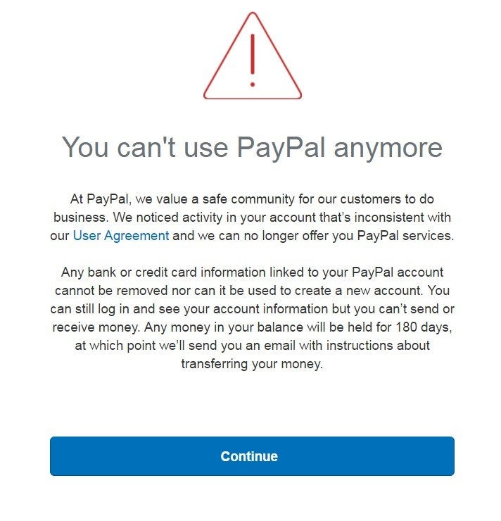 Paypal your account is limited