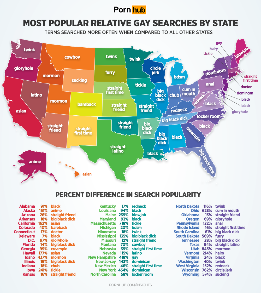 Standout states include Utah (845% more likely to search for "mormon&q...