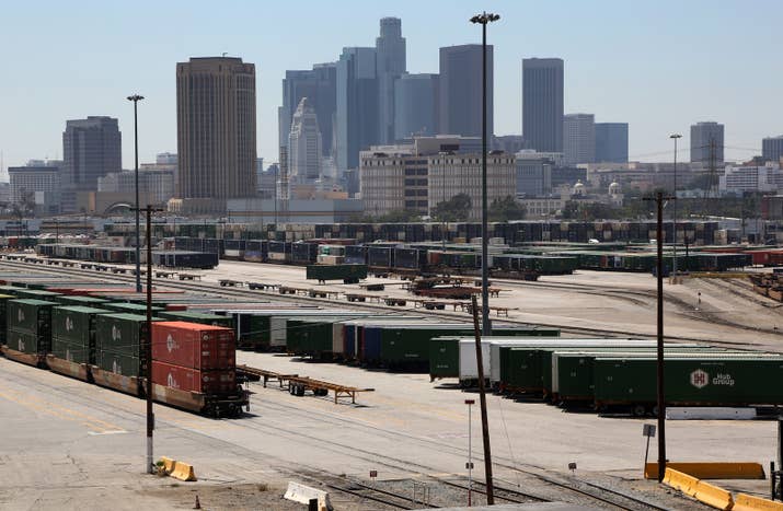 The downtown Los Angeles skyline.