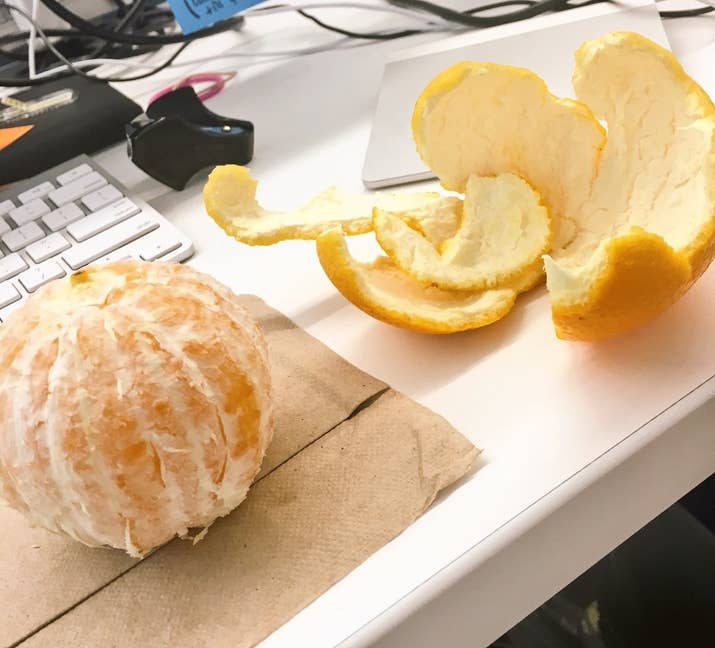 It'll make the skin stiffen, and make it a lot easier to peel. The pith (white stuff) will stick to the skin, not the fruit.