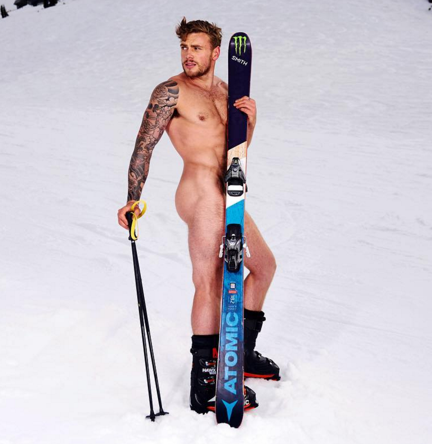 Naked Cross Country Skiiers