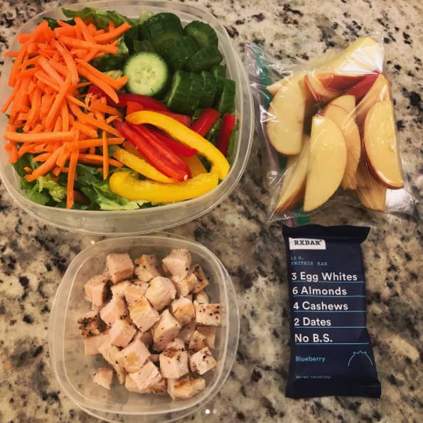 "Embrace the ~300~-calorie snack, or mini-meal, which could help keep you full longer throughout the day. I try to eat a small breakfast, snack, small lunch, snack, small dinner, and then finish with another snack. Just make sure the meals are high in fiber, protein, and fat and you'll be good to go."—s430652c05