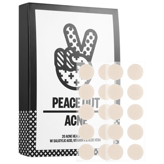 Peace Out Acne Healing Dots contain salicylic acid, vitamin A, and aloe vera to diminish and flatten trouble spots, so you can throw up deuces all you want.