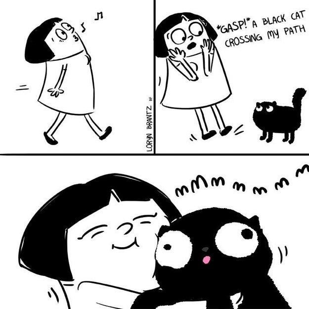 When a black floof surprises you.