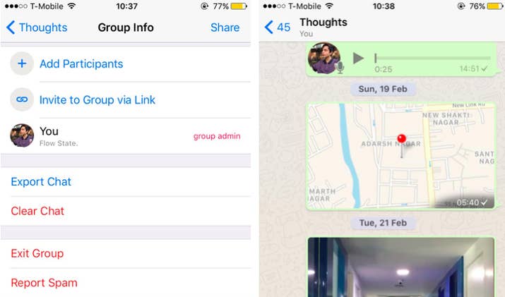* Create a new group, and add any one other contact to it.* Once the group is created, kick the other contact out.* Explain to your contact why you have done this.^Now you're in a group where you can record your musings. It's actually better than your "Notes" app, because it lets you record voice notes, click pictures, or take videos on the fly.^This step is not mandatory. Not everything deserves an explanation.
