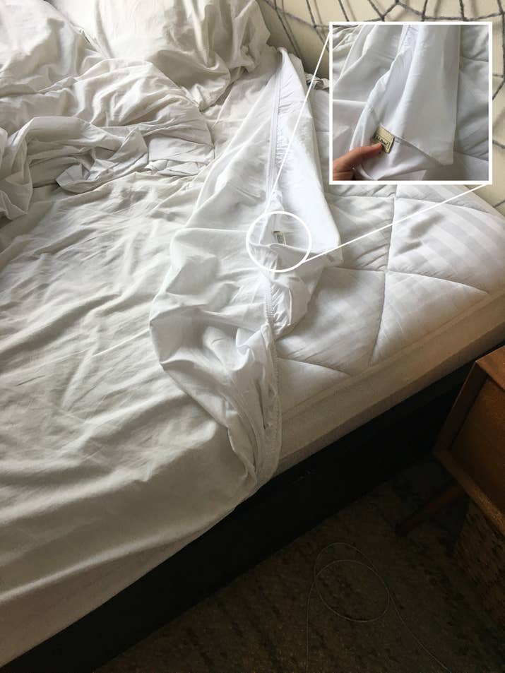 Never put the short side of the sheet on the wrong corner again. H/T this Reddit thread.
