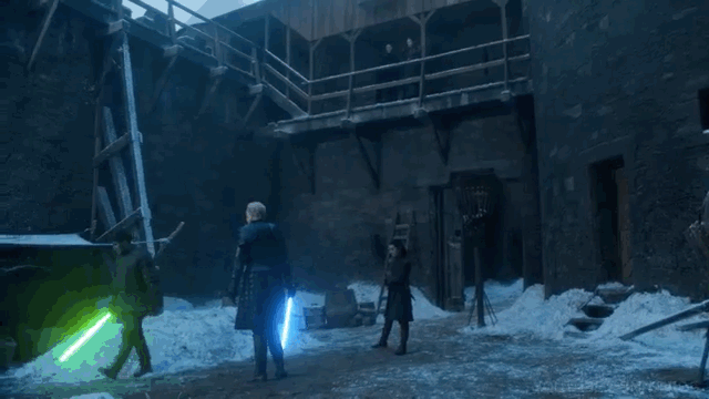Because of course Arya would be the only other person besides Samuel L. Jackson to have a purple one.