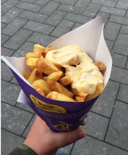 There's also the option of peanut sauce, ketchup and onions, and cheese.