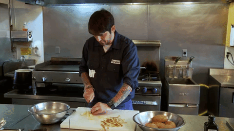 Chef Ludo Lefebvre's trick to making perfect french fries at his Los Angeles restaurant Petit Trois is to soak them in salt water before frying them. This seasons them from the inside out and removes excess starch for a crispier, more flavorful fry. See the full video here.