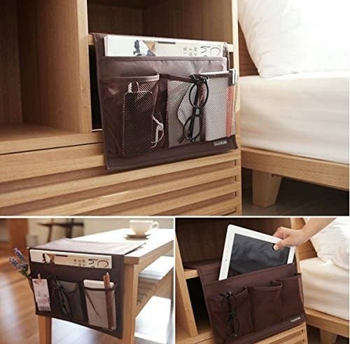 Promising review: "Exactly what I wanted; slides between mattress and springs and STAYS there. So easy to lean over in the dark and slide my iPad right into the pouch. In the daytime, bedspread covers it perfectly. Love it!" —Abigail AdamsGet it from Amazon for $8.58+ (available in five colors).