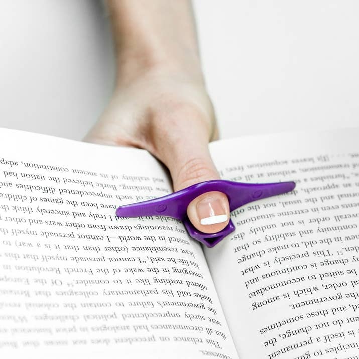 Promising review: "If you ever read one-handed, you will find this to be awesome. However, make sure to take the time to measure your thumb, as you want it to fit snugly (or it will slip off), but not too snug (or you will lose feeling in your thumb). The sizing chart on the product page is accurate." —FlydoctorGet a three-pack from Amazon for $7.95.