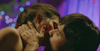 Romantic tongue kiss