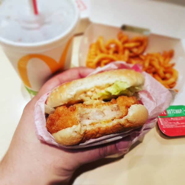 Called the Ebi Filet-O, this spicy shrimp burger is one of Japan's top menu items.