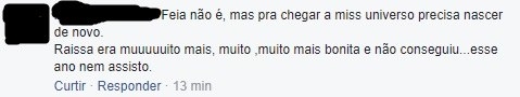 Qual é o padrão necessário para uma mulher ser ou não miss, fera? (Reprodução / Facebook)