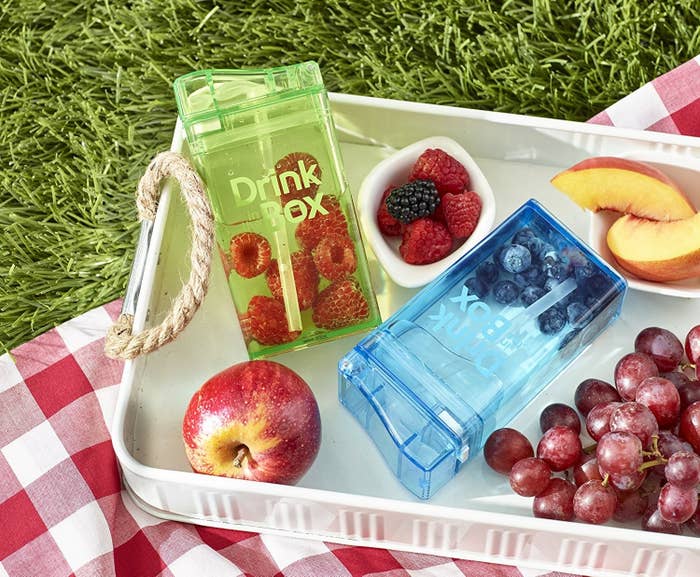 It's a reusable container that allows the kiddos to drink something more fun than water, but gives you the ability to provide them with a healthier, low-sugar alternative.Promising Review: "I purchased one of these for my child's lunchbox at the beginning of the school year. I love it, because I can dilute the juice with water, and it saves me a lot of money, because I no longer have to buy juice boxes at the grocery store. I wash it by hand in warm soapy water, and have never had any issues with leaking. I like this product so much that I just purchased one for my other child." —ALSGet it from Amazon for $11.99+ (available in five colors, and two sizes).