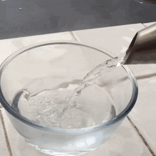 Fill a bowl of hot water and let your makeup sit in it for 60 seconds. Watch the full Instagram video here.