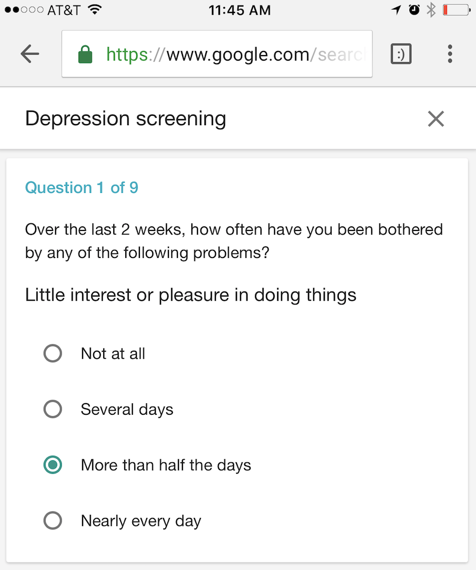 I, A Clinically Depressed Person, Took Google's New Depression Quiz