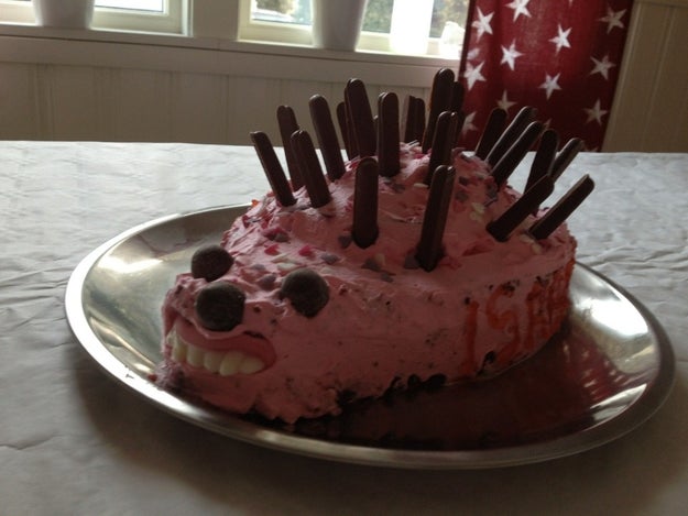 This cake is — allegedly — a hedgehog.