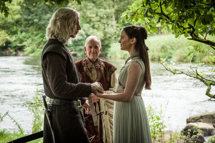 That's right, in the Season 7 finale we actually saw that Rhaegar Targaryen and Lyanna Stark were in love and got married. We learned once and for all that Jon Snow was never a bastard (and certainly not Robert Baratheon's child, as some people believed), but the legitimate heir to the Iron Throne. And his name is Aegon Targaryen. Ned claimed him as his own bastard to protect him from Robert's wrath after the deaths of both Rhaegar and Lyanna (and if that doesn't make you emotional, I don't know what will).Last year, when this was all still just a theory, we took a look back at some of the clues the show has given about R+L=J. Now that it's all confirmed, here's a fresh look at the hints, complete with the many that were dropped during Season 7...