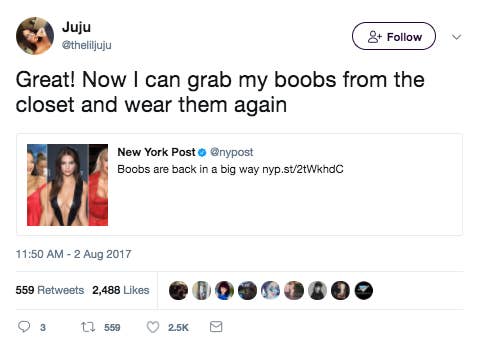 Boobs are back in a big way