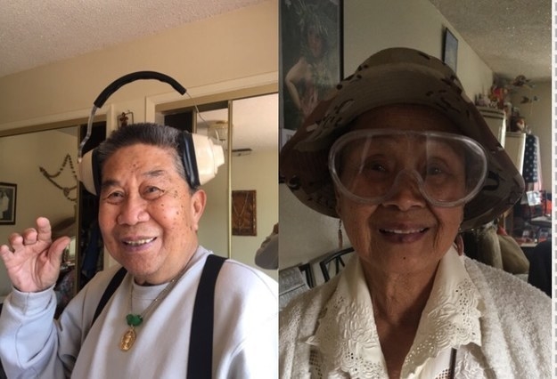 "This is how my grandparents clean. My grandpa says it's too loud when he vacuums, so he wears noise cancelling headphones. My grandma just got cataract surgery and doesn't want anything to get in her eyes while dusting so she wears goggles." —leilanijol