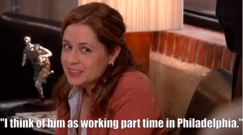 Oh yes, that's right. Pam. She has to find out from the receptionist. Nice.