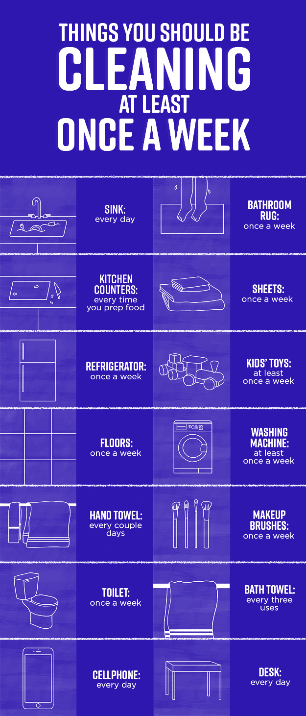 Graphic on how often to clean various items