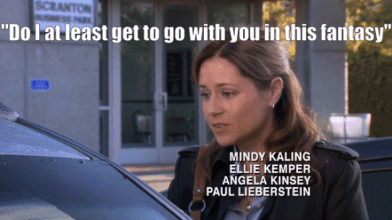 OK, so sometimes this is fairly relatable, but he does nothing to improve things. And after he hands the acting manager job to Dwight, he sits in his car dreaming about driving off rather than going to his desk. And says he wouldn't take Pam.