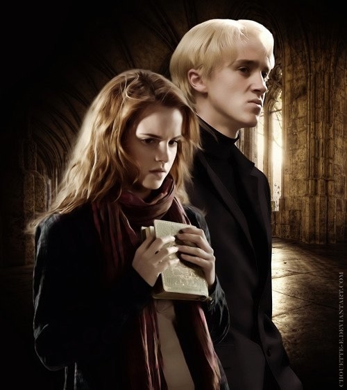 Fan fictions have Draco and Hermione as the perfect couple. Well, do opposites attract??????💓💓💓# She even went so far as to punch him in the face after he insulted her. While we never condone this kind of action, Draco clearly needed someone in his life who wouldn’t put up with his terrible behaviour.# Draco can be a challenge, bit that is what Hermione needs! Personally, I don't think Ron is good for Hermione. I mean, come on! He just isn't the type of man who would be able to challenge Hermione! Also draco is almost an exact opposite of Hermione, and as the saying goes, opposites attract.# Hermione and Draco are like star-crossed lovers. They could have been the Romeo and Juliet of the series! Draco overcomes the power his father had on him and falls in love with what he was convinced he despised. Hermione has to try and resolve the conflict of Harry and Draco hating each other so that she won't have to choose between love and friendship. What a beautiful story!!!!!!!!!!!!!!!