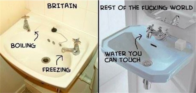 We have seperate taps for hot and cold water.