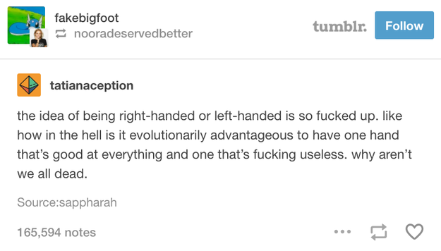 About being right or left handed: