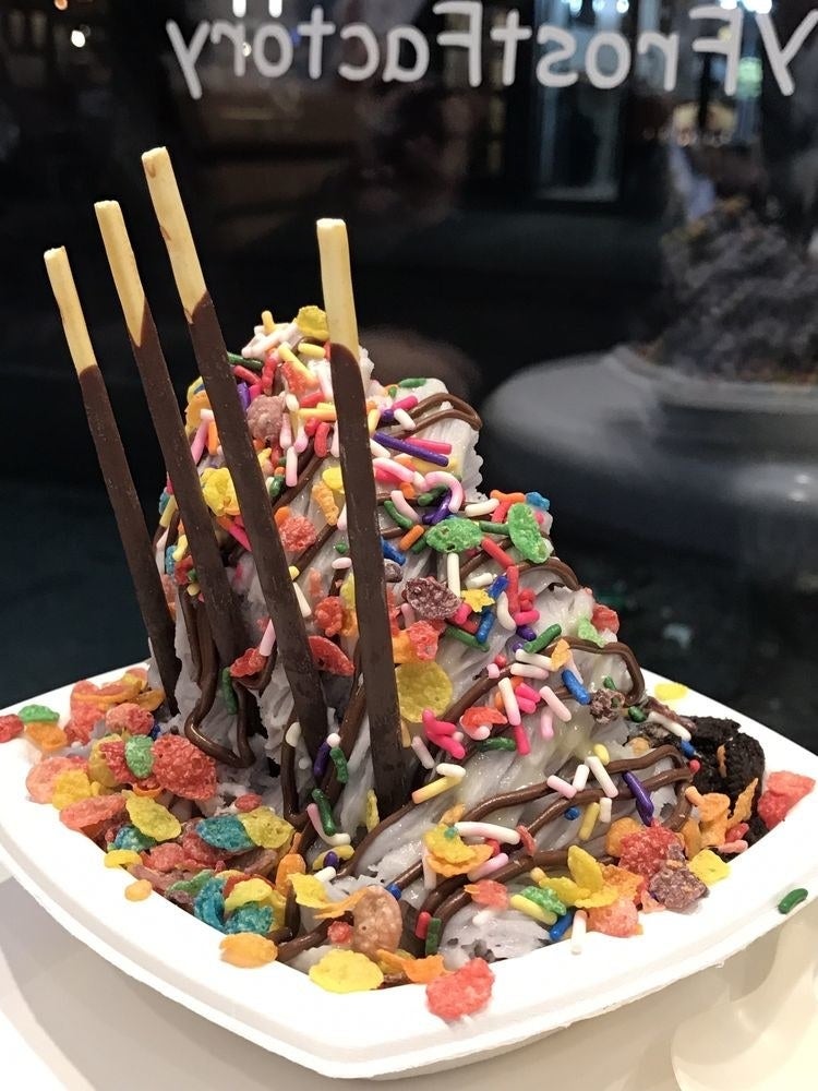 New York Frost Factory brings authentic Taiwanese snow ice to the Big Apple. Let your creativity go wild - given the variety of flavors (passion fruit, lychee, taro, matcha, and even vegan flavors like coconut and peanut butter), toppings (chocolate chips, mochi, almonds, grass jelly, boba), and drizzles (strawberry puree, nutella, and condensed milk), there are hundreds - if not thousands - of creations to your liking.