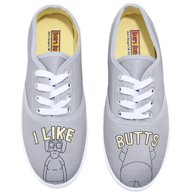 If you love butts as much as Tina Belcher, you can advertise your affection to the world with these Bob's Burger sneakers.