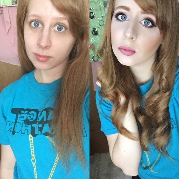 "Being a natural redhead, my brows and lashes are practically bleach blonde and my skin has a red undertone. I love playing with my makeup and seeing how I can accentuate my features!" – Adeka12
