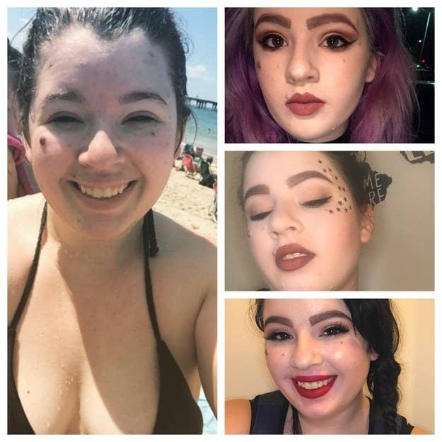 "It's amazing what working at a makeup store and loving Halloween will do for your makeup skills. If you think you can't do it or aren't good at makeup, just practice at it. Trust me, real changes happen. The first makeup picture and the second one are only six months apart." – carlyl12