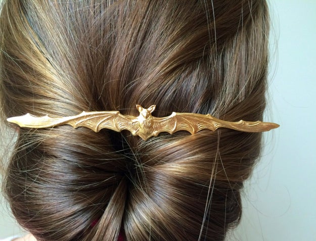 A bat bobby pin for an early touch of Halloween.