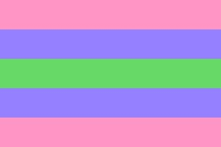 This flag wants to be one of the cute, pastel, trans identity flags you'll find later in this list, but it does not exactly fit the bill. The green stripe ruins any chance the tri-gender flag has of not reminding us of vomit... Ouch!