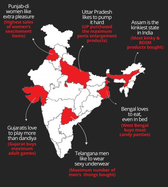 The men of Uttar Pradesh, meanwhile, are evidently the most in need of penis enlargement products.